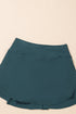 Solid Pocketed Crossover High Waist Swim Skort